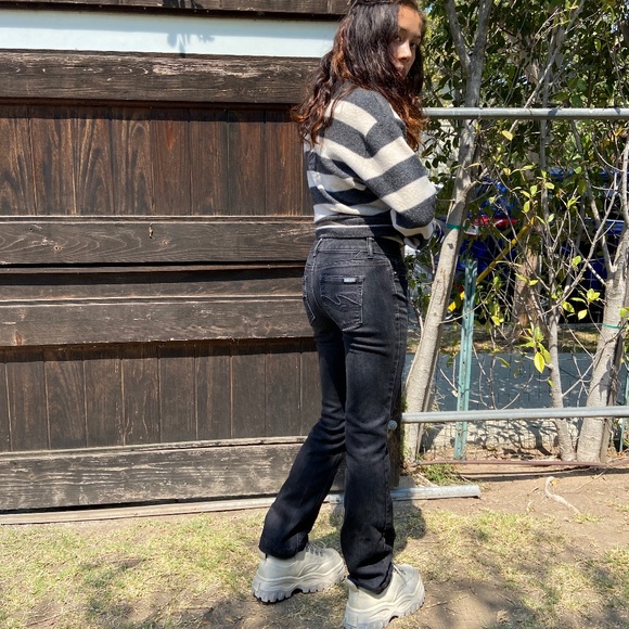Black/Grey Flare Jeans - Picture 1 of 8